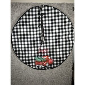 Buffalo Check Christmas Tree Skirt Red‎ Truck Joyful Noel 48" Farmhouse